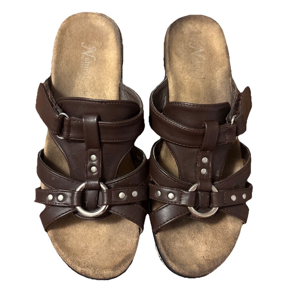 Women's Natural Reflections Aleisha Wedge Brown Sandals Slides Size 8